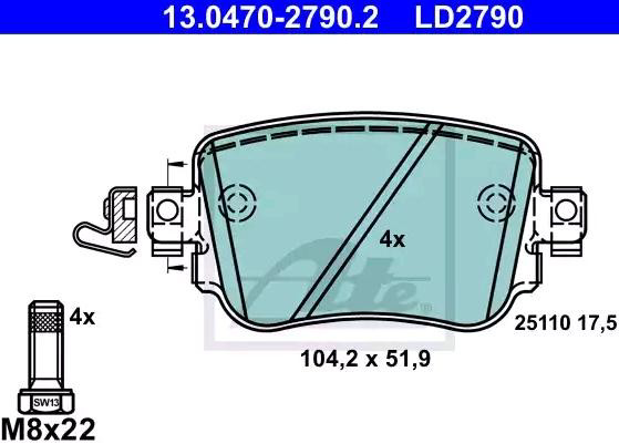 Колодки дисковые  ATE 13047027902 цена, от 57.01 USD