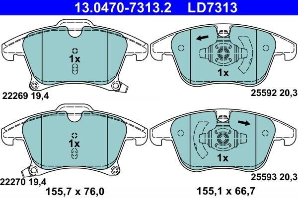 Колодки ATE 13047073132 цена, от 54.68 USD