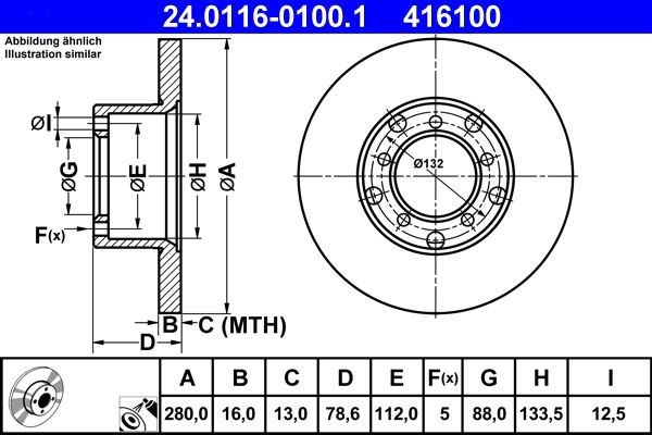 Передний тормозной диск ATE 24011601001