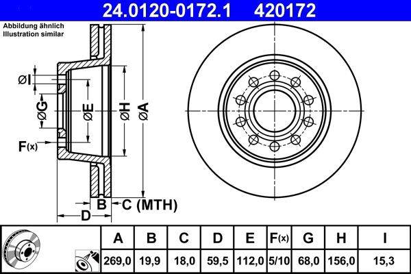 Задний тормозной диск ATE 24012001721 цена, от 67.84 USD