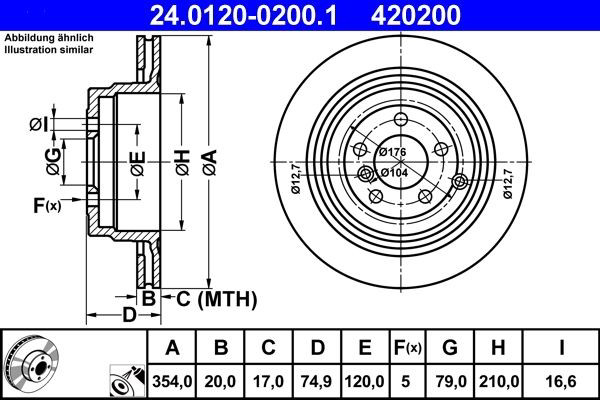 Задний тормозной диск ATE 24012002001 цена, от 85.10 USD
