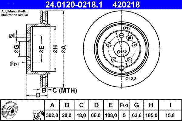 Задний тормозной диск ATE 24012002181 цена, от 48.56 USD