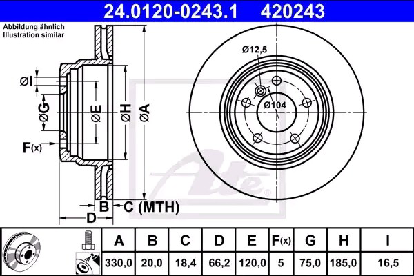 Задний тормозной диск ATE 24012002431 цена, от 78.58 USD