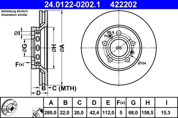 Задний тормозной диск ATE 24012202021 цена, от 56.20 USD