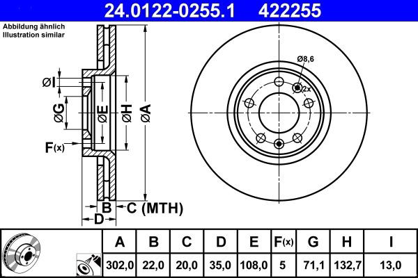 Задний тормозной диск ATE 24012202551 цена, от 35.19 USD