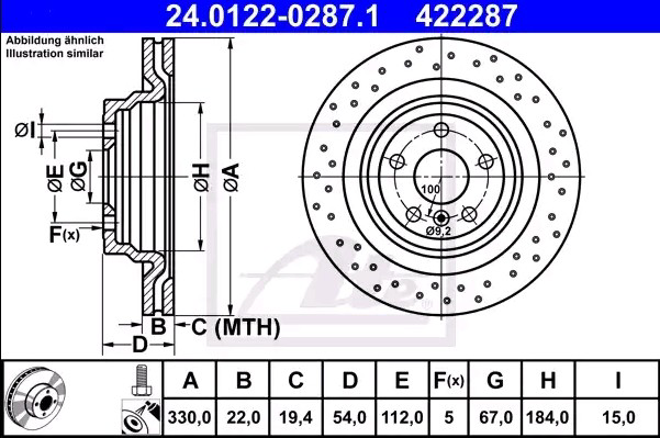 Задний тормозной диск ATE 24012202871 цена, от 111.56 USD
