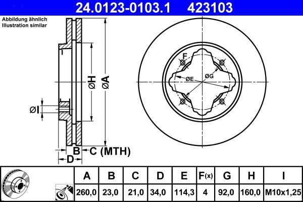 Тормоз дисковый передний ATE 24012301031 цена, от 30.17 USD