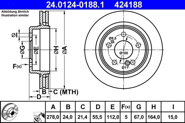 Задний тормозной диск ATE 24012401881 цена, от 49.03 USD