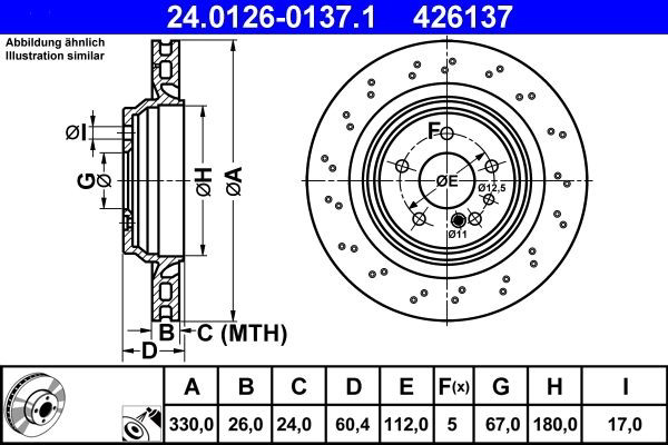 Задний тормозной диск ATE 24012601371 цена, от 120.47 USD
