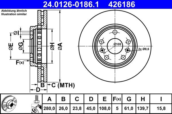 Тормоз дисковый передний ATE 24012601861 цена, от 66.04 USD