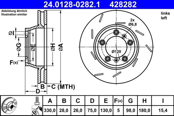 Задний тормозной диск ATE 24012802821 цена, от 134.42 USD