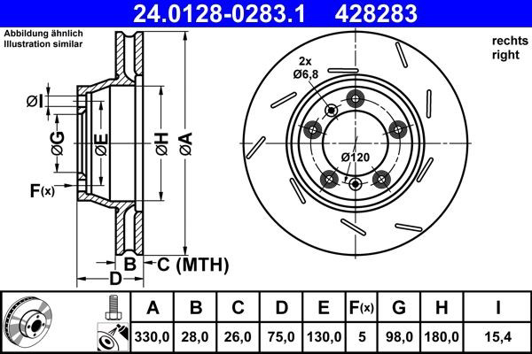 Задний тормозной диск ATE 24012802831 цена, от 137.56 USD