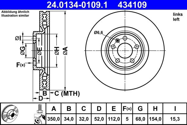Тормоз дисковый передний ATE 24013401091 цена, от 114.17 USD