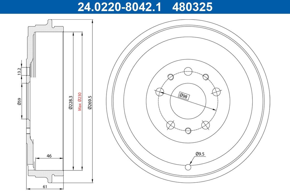 Тормозной барабан 719300 Remsa