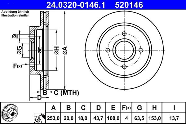 Задний тормозной диск ATE 24032001461 цена, от 28.57 USD