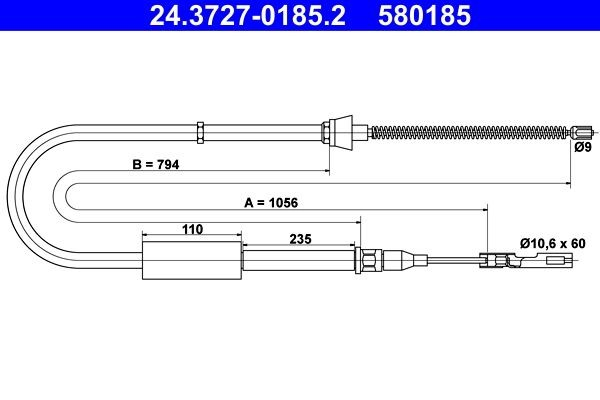 Трос ручного тормоза задний VAG 8Z0609721C цена, от 11.12 USD