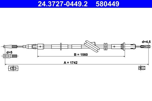 Трос ручного тормоза задний ATE 24372704492 цена, от 23.65 USD