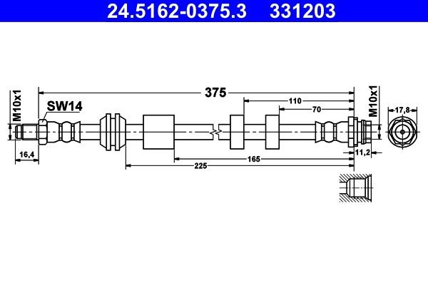 Гибкая тормозная трубка передняя на Volvo S80 II AS, AR
