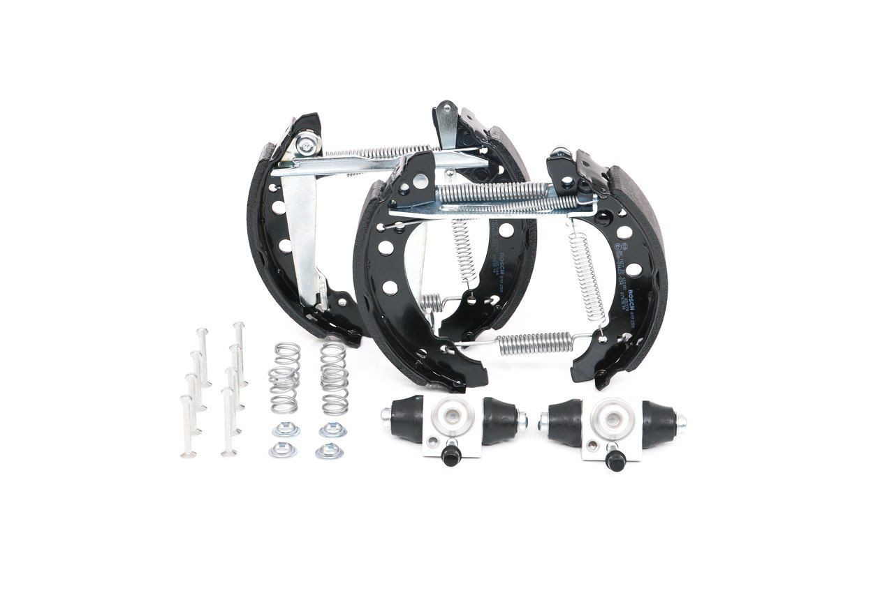 Купить 0204114590 Bosch Колодки тормозные задние барабанные, в сборе с цилиндрами, комплект