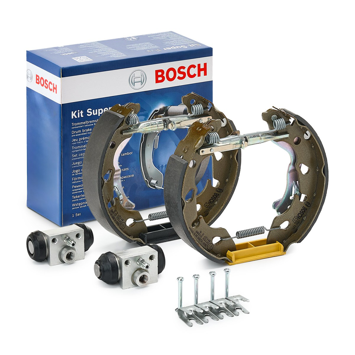 Купить 0204114683 Bosch Колодки тормозные задние барабанные, в сборе с цилиндрами, комплект
