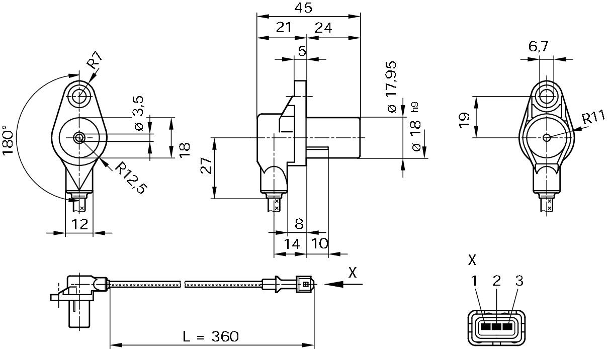 Датчик положения коленвала Bosch 0261210104