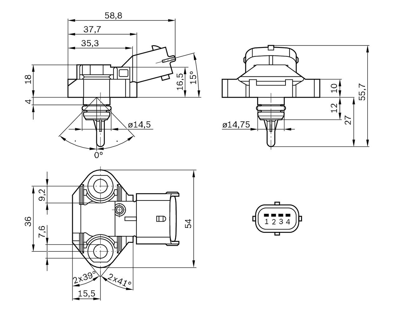 Датчик давления топлива 0261230112 Bosch