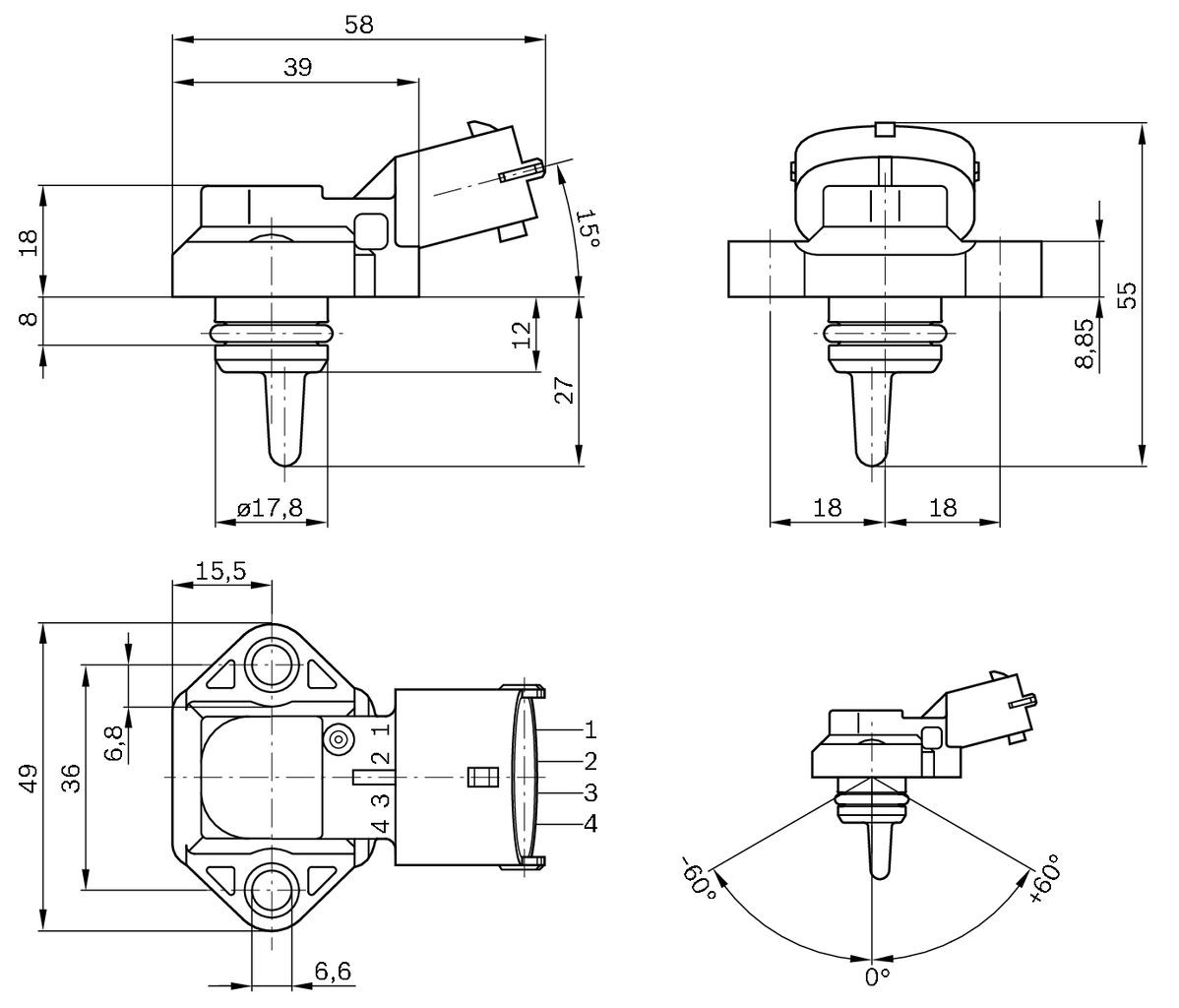 Датчик давления наддува 0281002316 Bosch