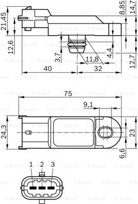 Датчик давления наддува 0281002996 Bosch