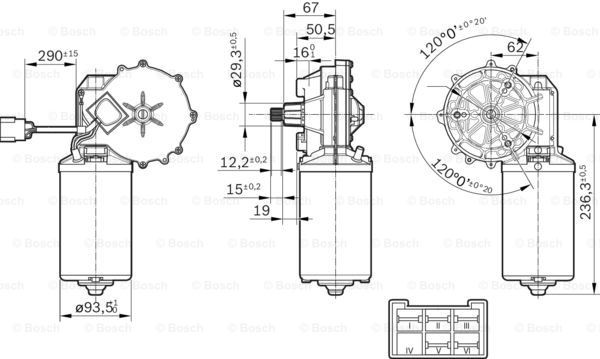 0986337451 Bosch Мотор стеклоочистителя передний