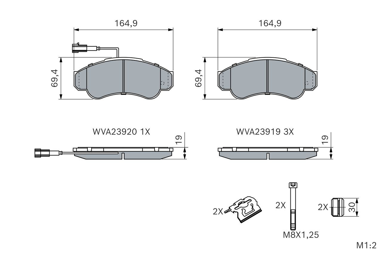 Передние тормозные колодки 0986424769 Bosch