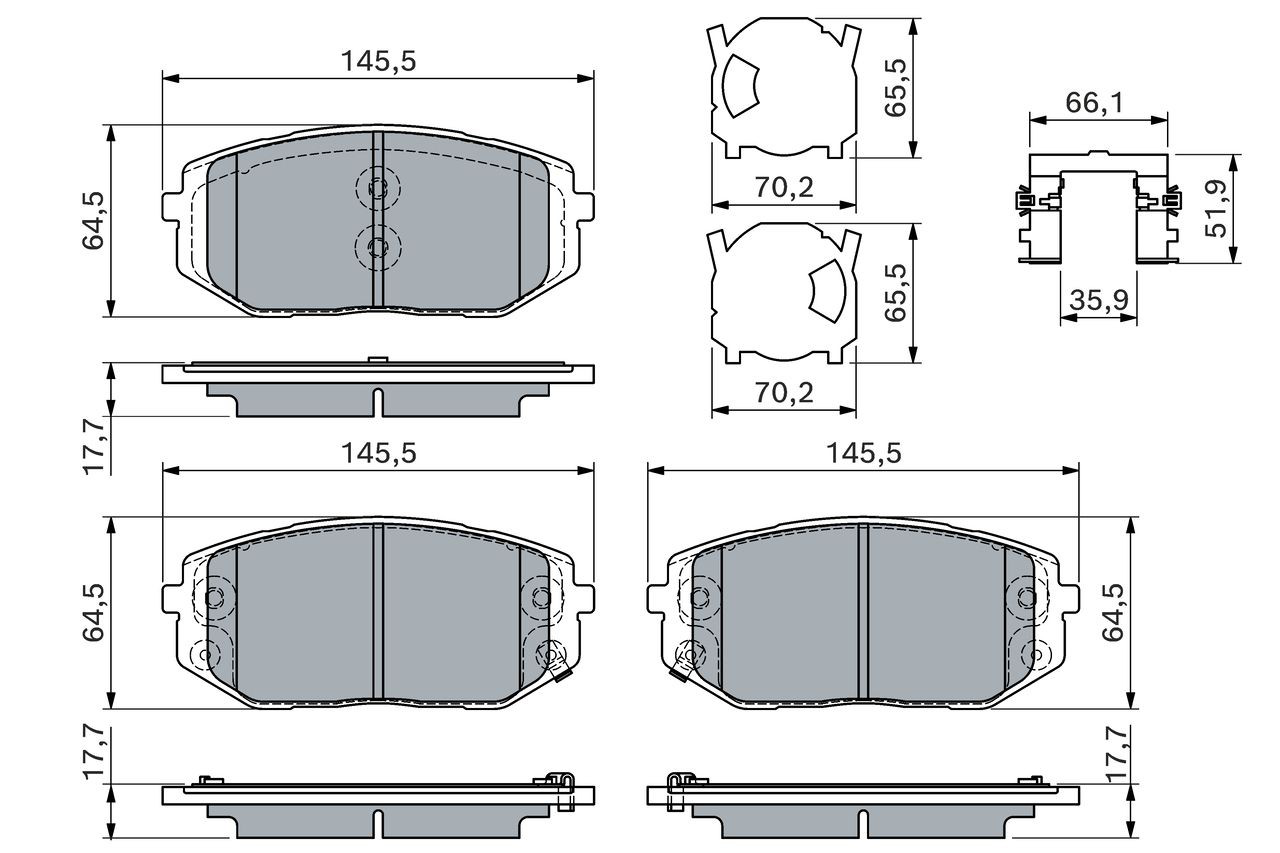 Передние тормозные колодки 0986460164 Bosch