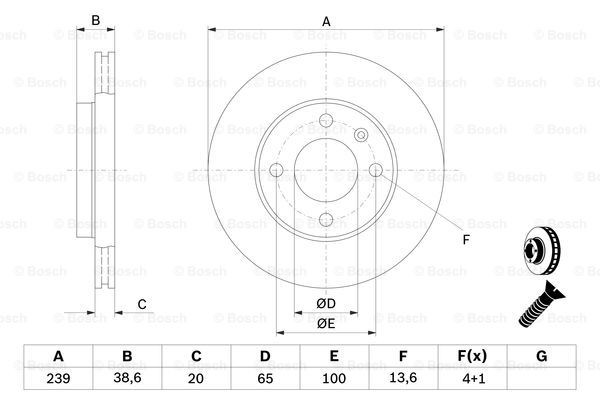 Передние тормозные диски 0986478017 Bosch