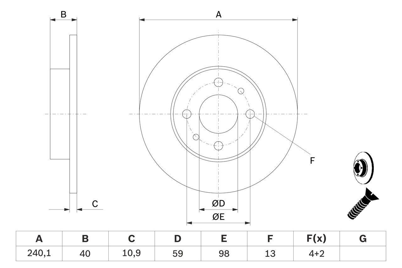 Купить 0986478342 Bosch Диск тормозной задний