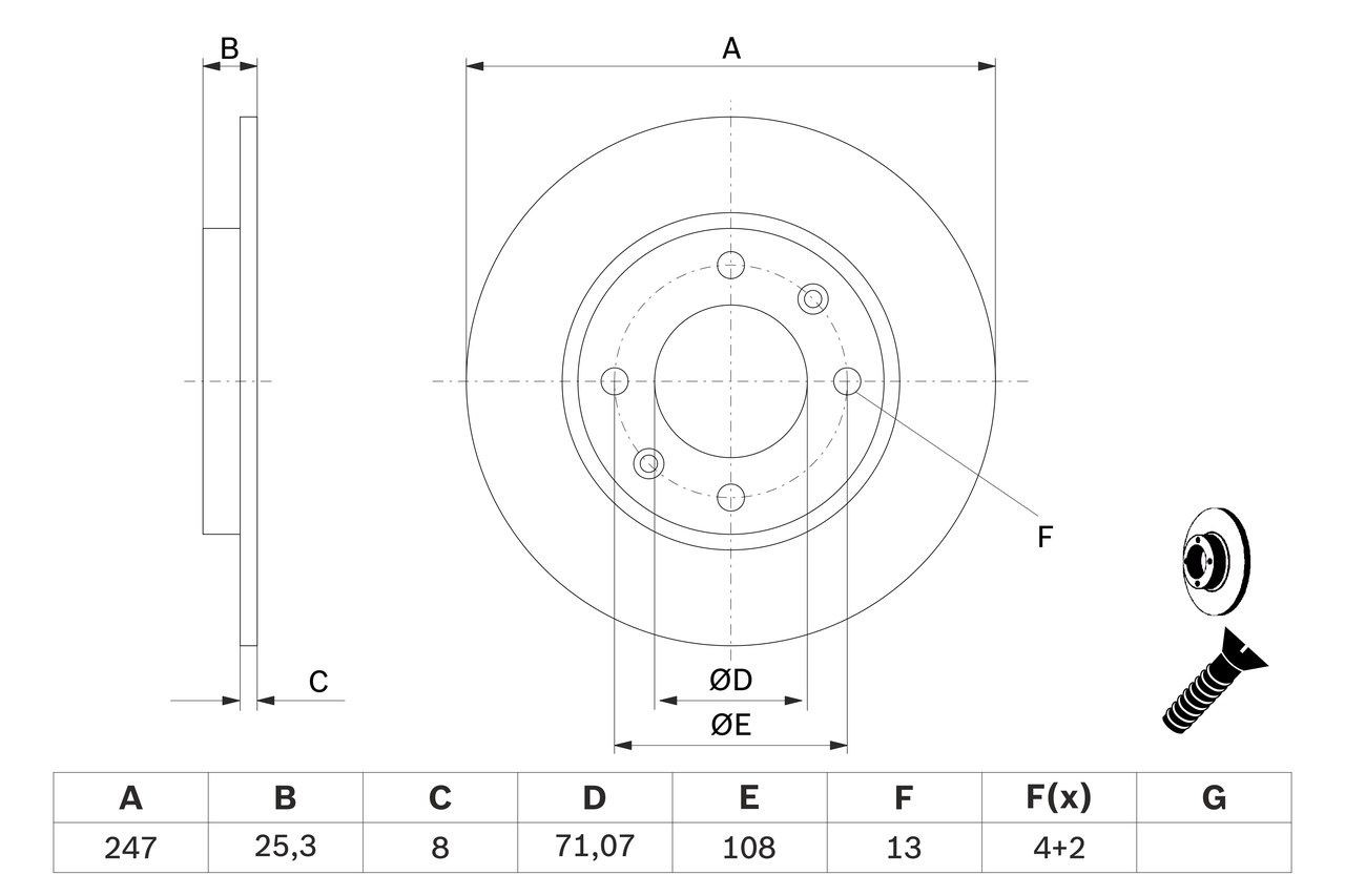 0986478464 Bosch Дисковый тормоз