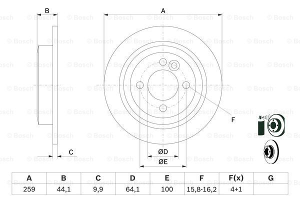 Задний дисковый тормоз Bosch 0986478601