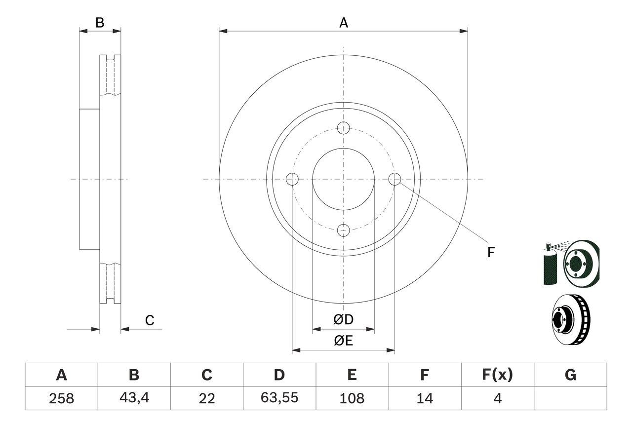 Передний тормозной диск Bosch 0986478892