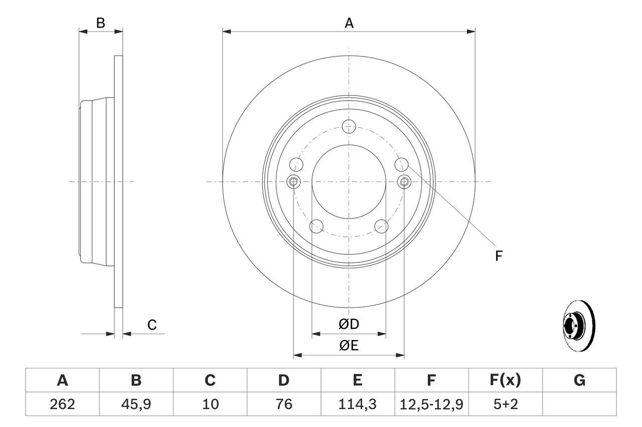 Задний дисковый тормоз Bosch 0986479052