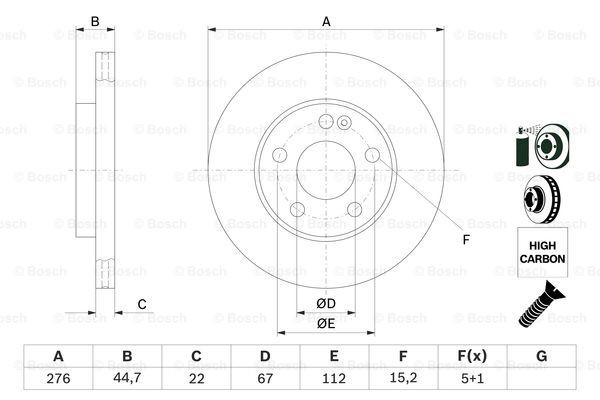 Тормоз дисковый передний Bosch 0986479186 цена, от 43.00 USD