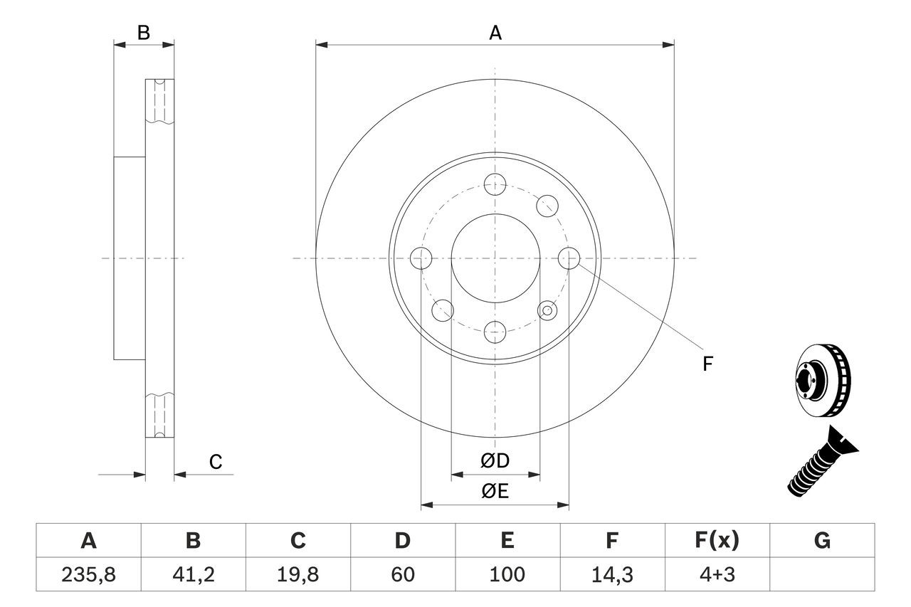 0986479190 Bosch Диск тормозной передний