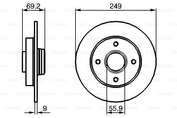 Задний дисковый тормоз Bosch 0986479255