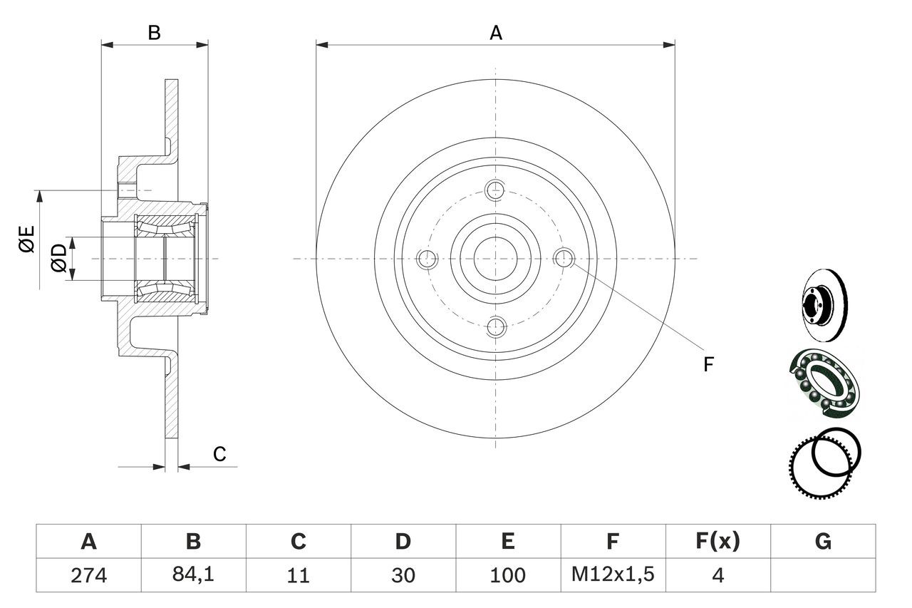 0986479277 Bosch Дисковый тормоз