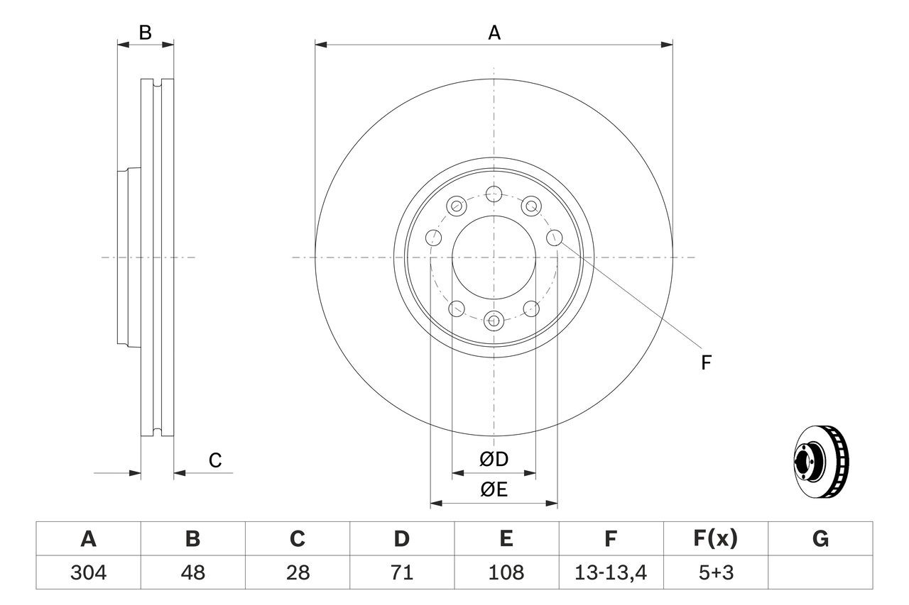 0986479380 Bosch Диск тормозной передний