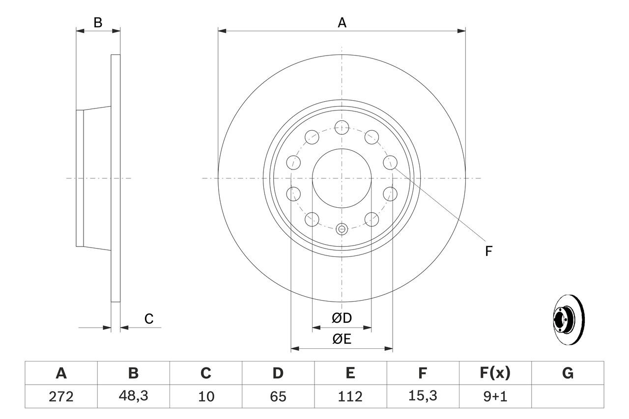 Купить 0986479677 Bosch Диск тормозной задний