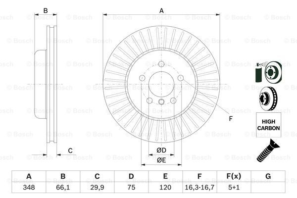 Тормоз дисковый передний Bosch 0986479772 цена, от 110.29 USD