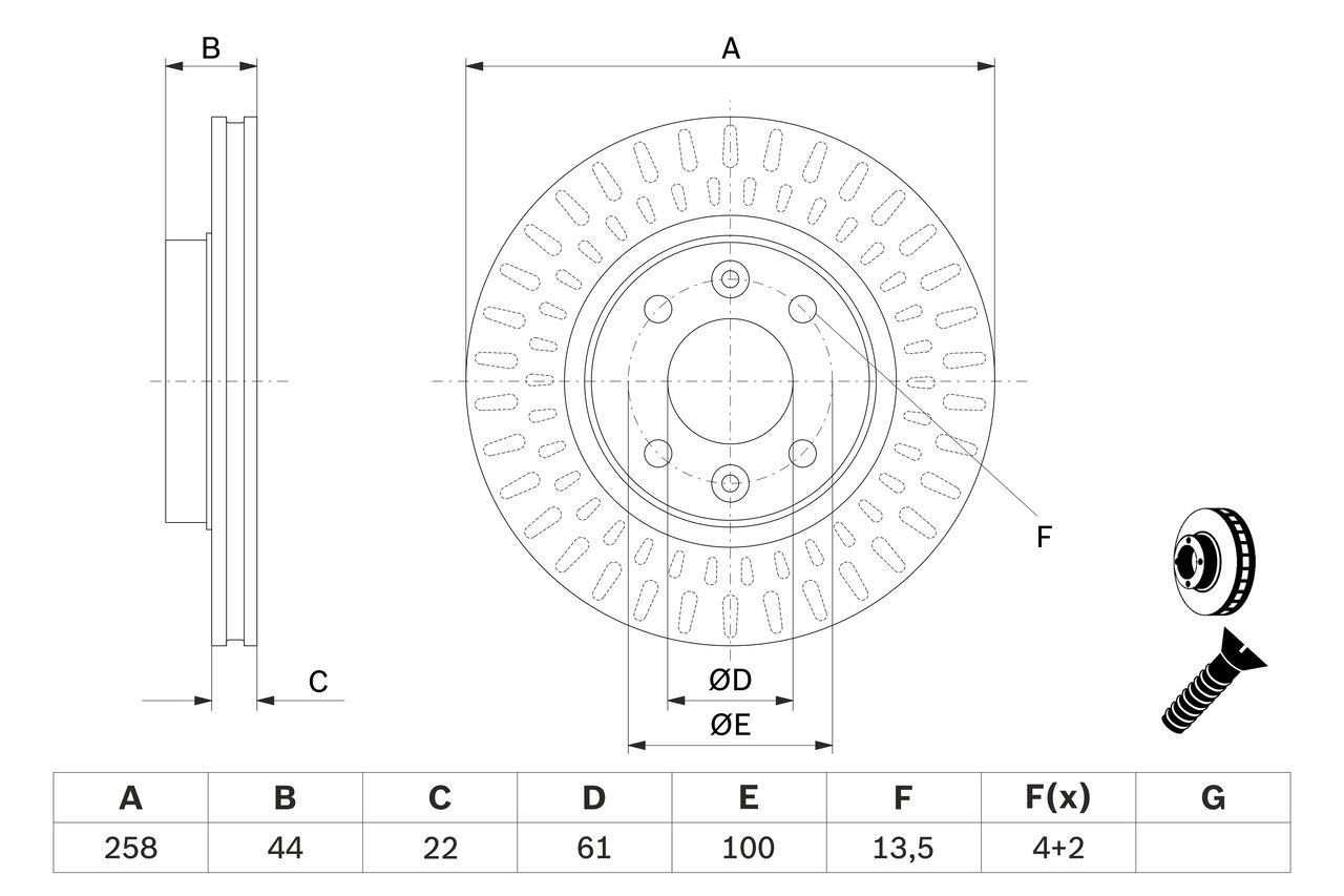 Передние тормозные диски 0986479A86 Bosch