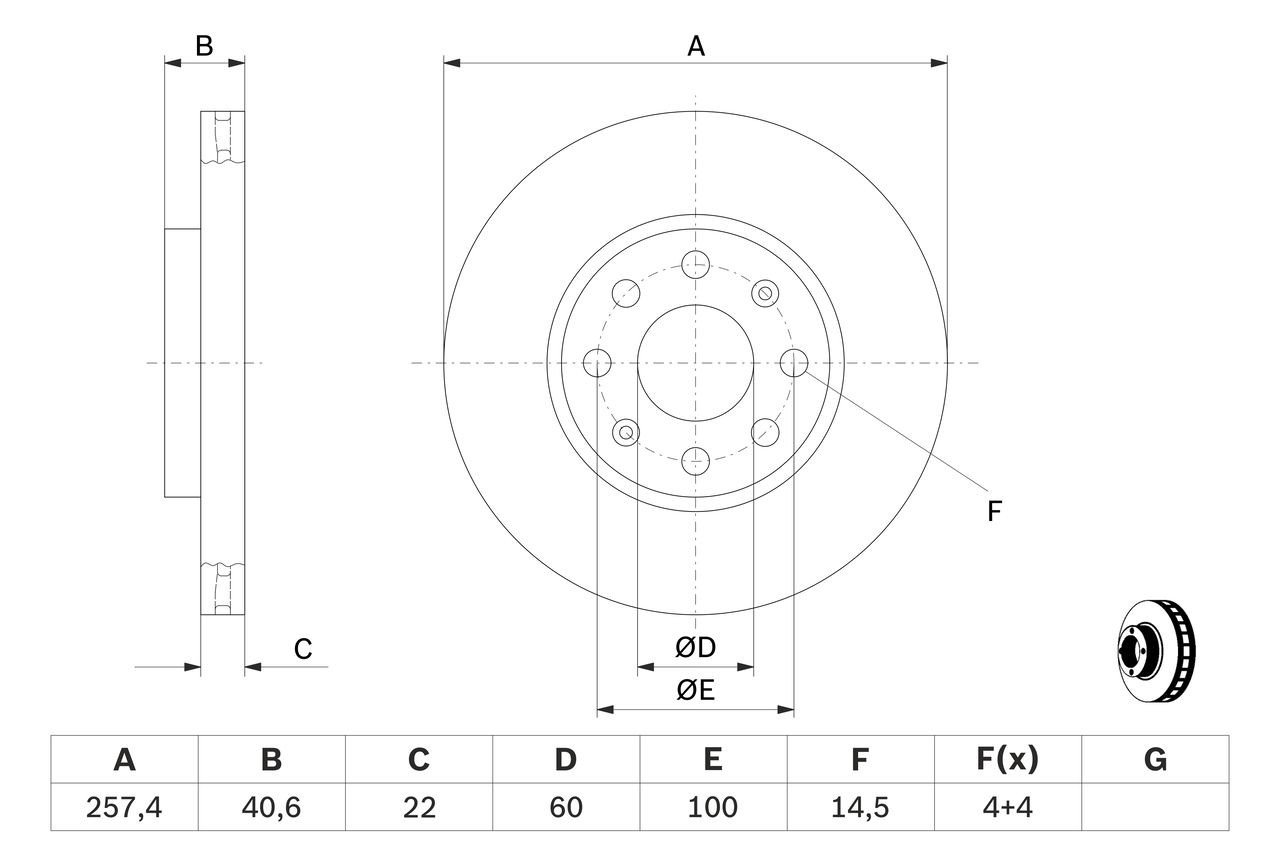 0986479B89 Bosch Диск тормозной передний