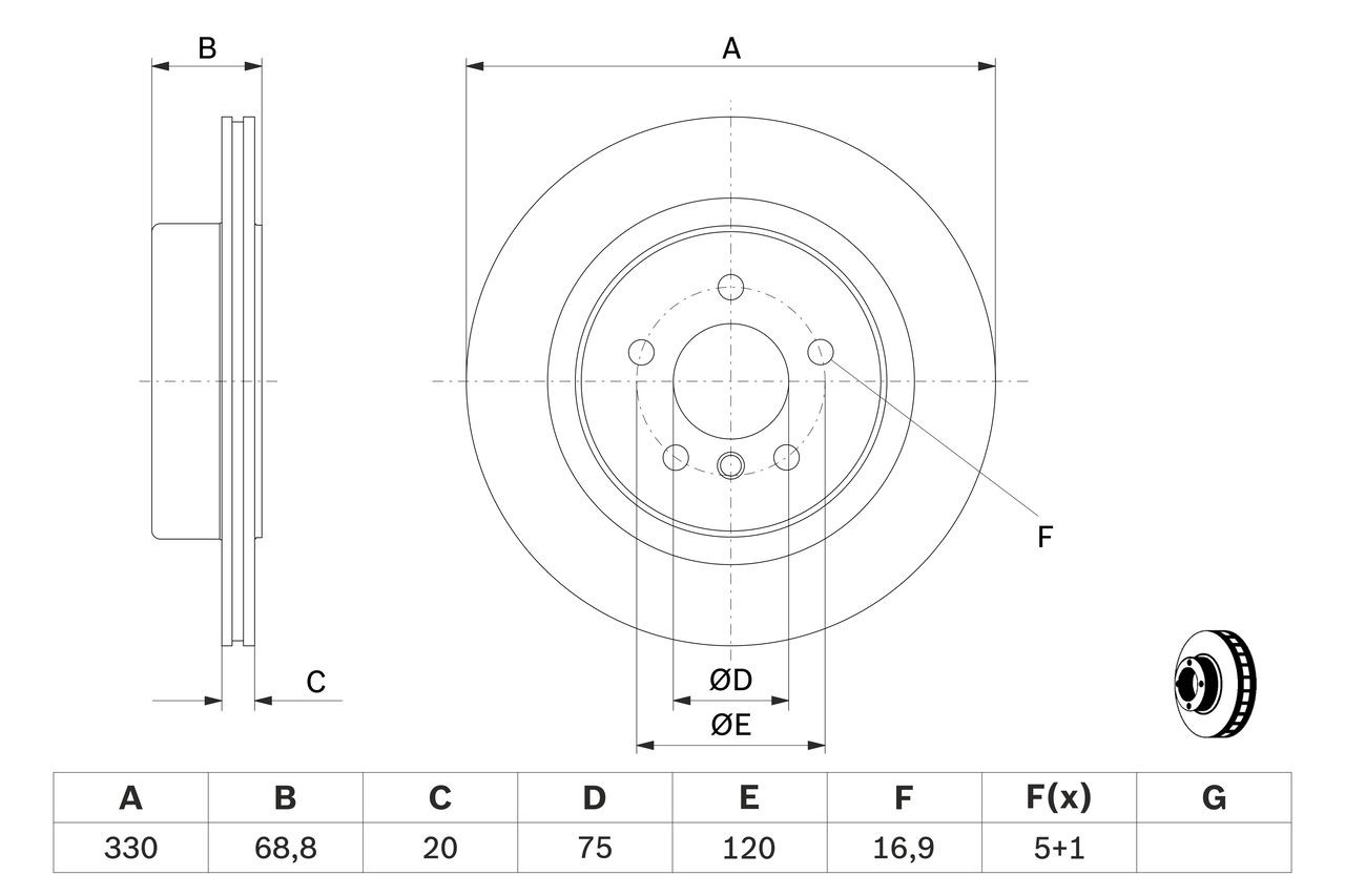 Задний тормозной диск Bosch 0986479D58 цена, от 60.55 USD