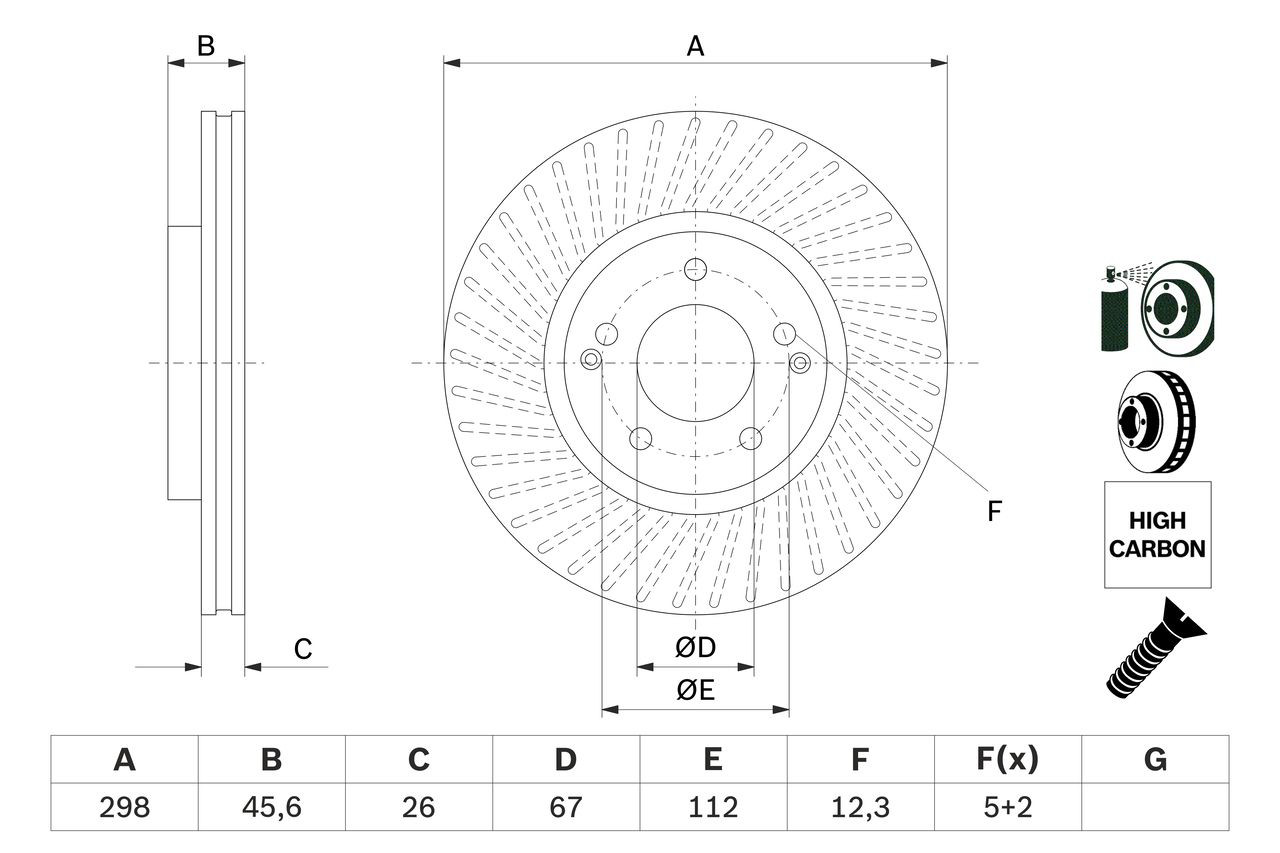 0986479E36 Bosch Диск тормозной передний