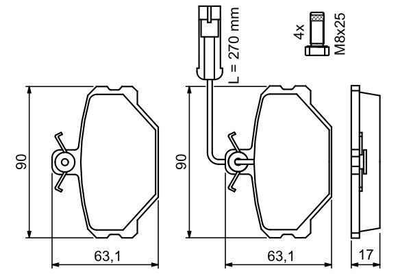 Тормозные колодки Bosch 0986491050