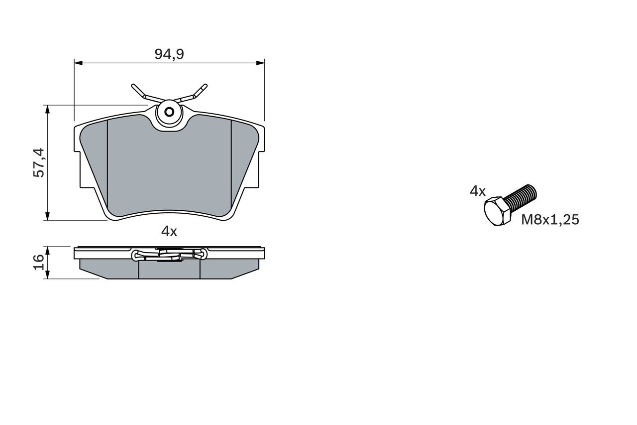 Купить 0986494040 Bosch Колодки тормозные задние, дисковые